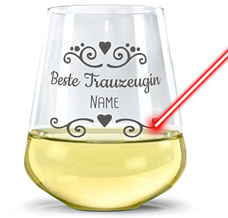 PR Print Royal Trinkglas mit Gravur für die Beste Trauzeugin - mit Name personalisiert, Hochzeitsgeschenke für Trauzeugen | Individuelle Gravur, 400ml