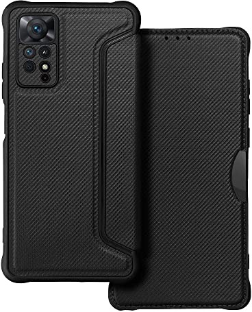 COFI 1453 Handy Tasche Razor Buchtasche Hülle Magnet Carbon-Cover Kameraschutz kompatibel mit Xiaomi Redmi Note 11s Schwarz