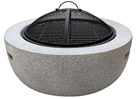 Samnuerly Fire Pits for Garden,Large Wood Burning, with Grill and Lid Cast Iron BBQ Fire Bowl Cover 60Cm Camping Spark Guard Outdoor Firepit Outdoor Fire Pits