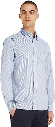 Tommy Hilfiger Chemise Homme Core 1985 Flex Oxford Manches Longues, Multicolore (Carbon Navy/White), S
