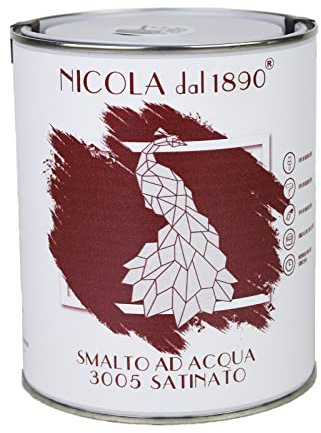 NICOLA VERNICI Smalto Acrilico a Base di Acqua, Per Interni ed Esterni, Made in Italy, Mattone Satinato - Formato 1 lt