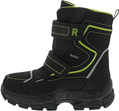 Richter Kinderschuhe Davos Schneestiefel, Black Limette, 37 EU