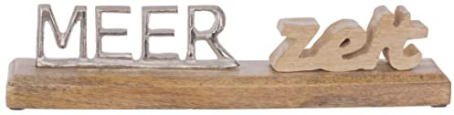 Brandsseller Deko-Schriftzug Meer Zeit - ca. 30x7x5cm auf Mangoholz/Aluminium