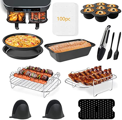 Accessori Per Friggitrice Ad Aria, Kit per Friggitrice ad Aria,11 Pezzi Airfryer Accessori per Friggitrici ad Aria e Forno, Accessori Cosori per Foodi DZ201 DZ401 Friggitricead Aria Quadrata