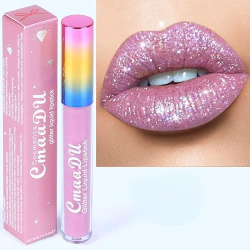 INTEROOKIE Diamond Lip Glaze Phantom Shiny Matte Metal Lip Color Lippenstift (01)