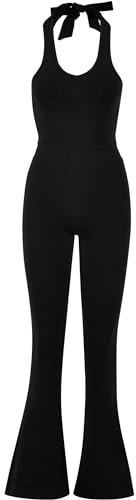 Urban Classics Damen Jumpsuit Ladies Stretch Interlock Neckholder Jumpsuit Black 3XL