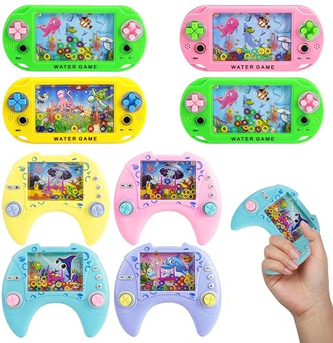 Jeux d'eau, Flipper Enfant Water Game 8 Pièces, Jouets Anneau d'eau Portable, Jeu Voiture Enfant Voyage, Aquatique Aquatic Design Jeux Pour Enfants, Mini Console de Jeux, Idée Cadeau pour Enfants