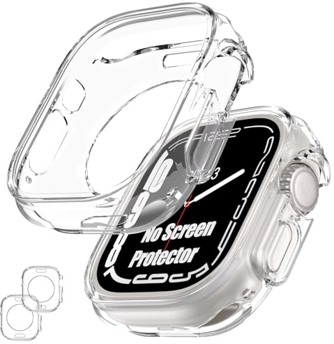 Goton, Custodia paraurti per Apple Watch 49 mm, protezione dello schermo non inclusa, sottile, morbida, in TPU, protettiva, per iWatch Ultra 3/Ultra 2/Ultra, confezione da 2, trasparente+trasparente