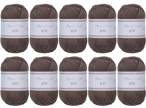 Utopia Crafts JOY Uni Strick- und Häkelgarn, Weich, Pflegeleicht, 100% Polyacryl, 10x 50 g Knäuel, 150m (Stahlgrau)