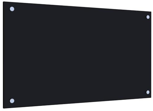 AUVYI Küchenrückwand aus Hartglas 70x40 cm Schwarz Spritzschutz Glas Herd Spritzschutz Glas Spritzschutz Küche Glas Spritzschutz Hinter Herd Küchen Wandschutz Glasplatte Küche