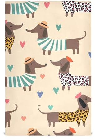 RPLIFE Juego de paños de cocina de perro salchicha con corazones, 28 x 18 pulgadas, paño de cocina a granel