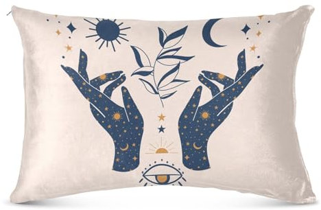 Kopfkissenbezug Mond Sonne Sterne Witchy Kissenbezüge Mode Kissen Fall Waschbar Zierkissenbezug Für Wohnzimmer Büro Schlafzimmer 40X60cm
