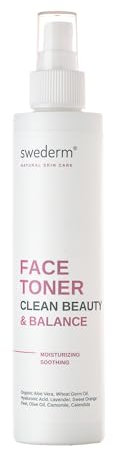 swederm FACE TONER Gesichtswasser Feuchtigkeitsspendendes Toner Mit Aloe Vera Linderndes Alkoholfreies Gesichtstonikum Mit Zerstäuber Für Trockene Haut Gesichtsreinigung Gesichtspflege 200 ml