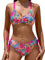 CUPSHE 2-teiliges Damen-Bikini-Set mit geflochtenen Trägern und wendbarem Unterteil, Magenta/Ditsy, Medium