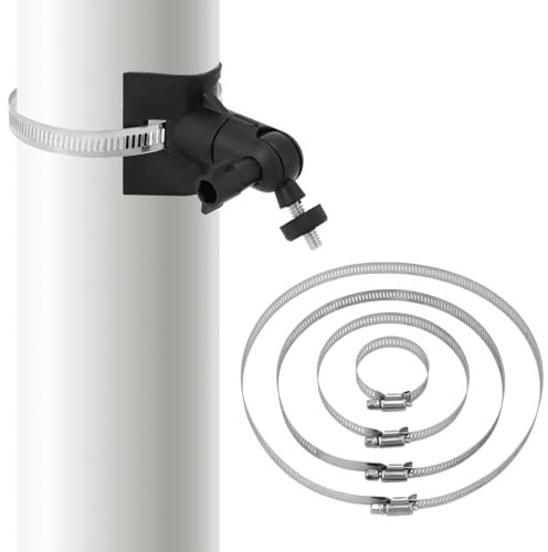 QWORK® Universelle Masthalterung Metall mit 4 Schlaufen Ø50/100/150/200mm, Kompatibel mit Arlo/Wyze/Eufycam Überwachungskameras - Schwarz