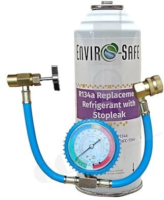 R134a Kältemittel Ersatz für R134a mit klimadichtmittel Leck Stopp - Made in USA (134a w/StopLeak + Ladeschlauch)