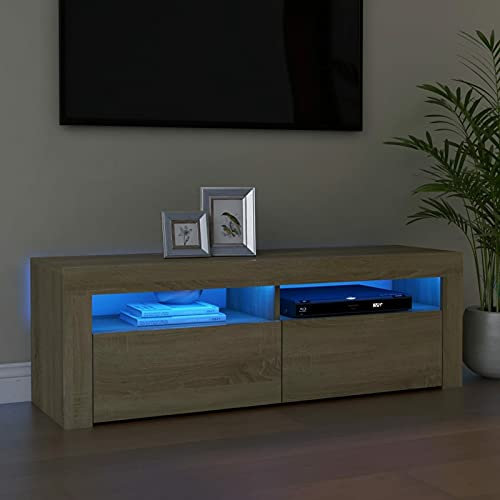 Keyroto Mobile Porta TV 120 cm Lunghezza Mobile TV con Luci LED Mobile TV Soggiorno Porta TV Moderno Mobili per TV-Rovere sonoma-120x35x40 cm