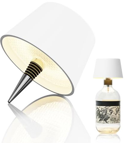 MU LIN lampada bottiglia ricaricabile,lampada da tavolo senza fili,Controllo Touch da 3 Modalita Temperatura di Colore, Dimmerabile, per Soggiorno, Ristorante