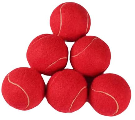 kowaku 6 Stück Tennisbälle, Freizeit-Gummibälle, Profi-Tennisbälle mit einem Durchmesser von 6,4 cm, Trainingsbälle, verschleißfest, für drinnen und draußen Training, Rot