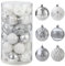 ZHYLUO Palline di Natale 6cm 30 pezzi Palline per Albero di Natale,Sfere per Albero di Natale,Palle di Natale Palline Riempibili,per Decorare Alberi di Natale (Argento+Bianco)