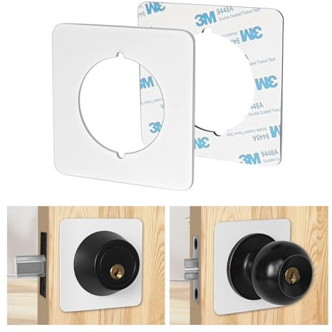 MOSECYOU Door Knob Plates Square Version, Thick, White, Door Reinforcement Plate, Scar Plates for Door Knob/Deadbolt, Door Handle Cover Filler Fixing Repair Backplate(4 Pcs, White)