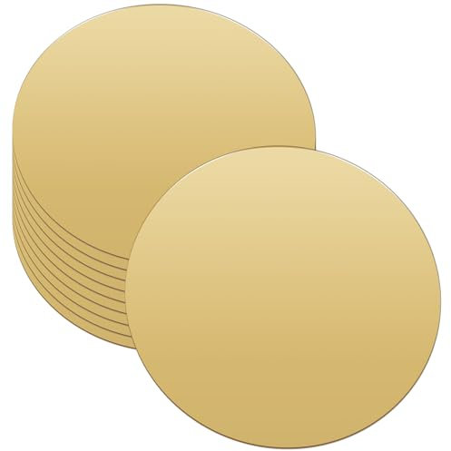 10Pcs Mirror Tiles,Self Adhesive Acrylic Mirror,Glass Display Candle Plate,Wedding Centrepieces for Tables,Circle Mirror Tray for Home,Decor (Gold)