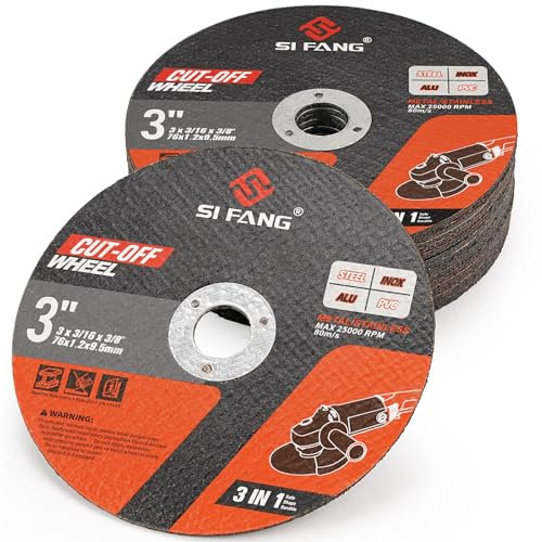 SI FANG Disco smerigliatrice angolare 7,6 cm, disco da taglio in acciaio inossidabile, 76 mm x 9,5 mm, per smerigliatrice angolare, disco da taglio sottile da 1,2 mm di spessore, disco per tagliare i