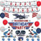 Fighter Jet Birthday Decorations, Airplane Theme Happy Birthday Backdrop Banner Cake Cupcake Toppers Pentagram Balloons Air Force Pilot Party Supplies for Kids Boys Birthday
