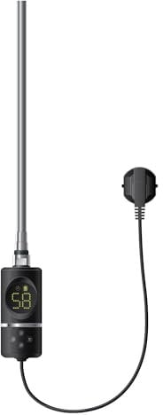 LuxeBath Resistenza Elettrica 600W Nera con Termostato e Display Digitale Elemento Riscaldante Regolatore Elettronico della Temperatura e Funzione Timer Asta di Riscaldamento per Radiatori da Bagno