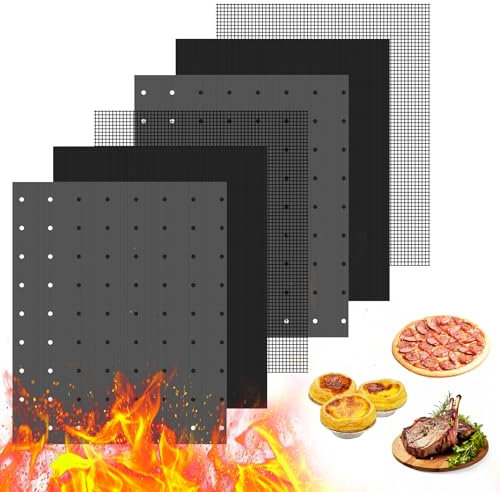 6Pcs Reusable Oven Liners for Toaster Oven, Non Stick Air Fryer Oven Liners Easy Clean Toaster Mat, Grill Baking Ma t Compatible with Cuisinart, Ninja, Kalorik Air Fryer Microwave(9 x 11 Inch)