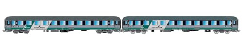 Rivarossi HR4376 FS, 2er-Pack UIC-X-Liegewagen Typ 1968, XMPR-Lackierung, Ep. V-Personenwagen, Blau/Grau