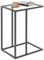 Huhote C Shaped End Table, Glass Side Table for Couch, Sofa Tables with Metal Frame, CouchTable with Suction Cups, Narrow Bedside Tables for Living Room, Bedroom, Bedside, Black