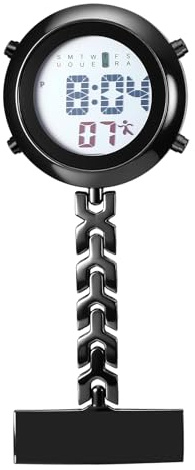JewelryWe Krankenschwesteruhr Digitale Taschenuhr mit Clip, Elektronische Digitaluhr Multifunktionale Ärzte Krankenschwester Uhr Arbeitsuhr mit Kalender, Alarm, Stoppuhr