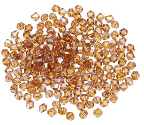 PATIKIL 100Pcs Cuentas de Cristal Bicónicas, 8mm Cuentas de Cristal de Vidrio Bicónicas Facetadas, para Hacer Joyas, Pulseras, Collares, Pendientes, Artes, Manualidades, Ámbar Ab