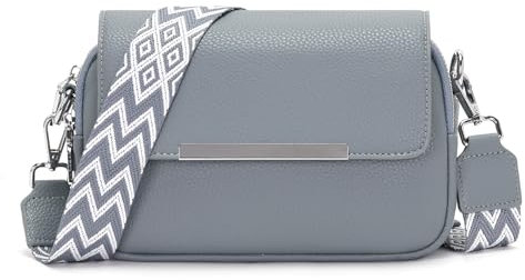 Zyig umhängetasche kleine handtasche damen handbags for women handytasche zum umhängen Breitem Schultergurt Multikompartiment crossbody bag Graublau