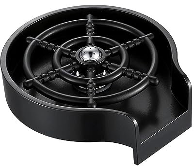 Operitacx lave-verre lave-bouteille bouteilles distributeur laveuse de bouteille latérale de l'évier rinceur de verre portable gobelet pour évier rince-verre Acier inoxydable Noir