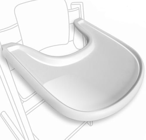 Table de chaise haute compatible avec la chaise Stokke Tripp Trapp Trapp avec surface d'aspiration puissante et lisse, design ergonomique incurvé, blanc brillant, sans BPA, facile à assembler