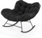 COSTWAY Outdoor Rocking Chair, Oversized Patio Wicker Egg Chair with Thick and Removable Cushion, Rattan Comfy Rocking Lounge Chairs for Living Room, Balcony, Yard & Porch (Black, 110 x 95 x 94 cm)