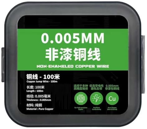 Jooehyer Length 0.005mm 100M Non-Enamelled Copper Wire for Mobile Phone LCD CPU PCB Repair-Jumper Wire Link Repair