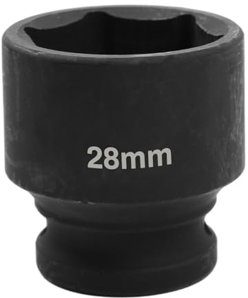 Uxney Douille à Choc 1/2 28mm Hexagonale 6 Points, en Acier Chrome-Molybdène, pour Clé à Choc - Usage Intensif Garage, Industrie
