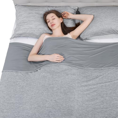 Elegear Kühldecke 220 x 240cm, Japanische Arc-Chill 3.0 Q-Max>0,5 Kühlfasern Selbstkühlende Sommerdecke, Doppeltes Kältegefühl absorbiert Körperwärme, kühlende Decke für Menschen Dünne Wohndecke Grau