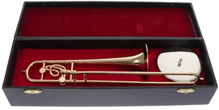 Kupferne Kleine Posaunenmodell Tischdekoration 11x3x3cm | Realistische Glatte Oberfläche, Platzsparend und Geschenkbereit, für Regal, Musikstudio oder Schreibtisch