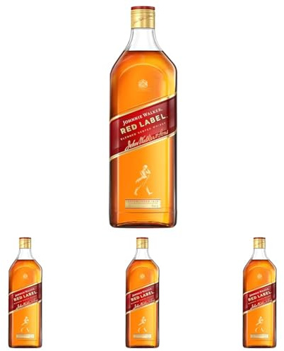 Johnnie Walker Red Label, Blended Scotch Whisky, handgefertigt in den 4 bekanntesten Regionen Schottlands, 40 Prozent vol, 1.75L Einzelflasche (Packung mit 4)