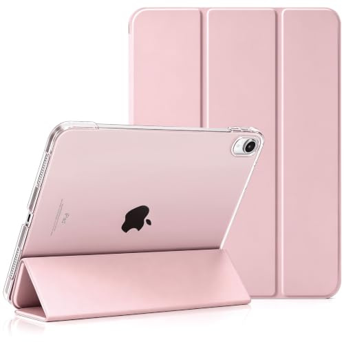 Coque pour iPad Air 11 Pouces (M4 2026/M3 2025/M2 2024), iPad Air 5e génération 2022 / 4e génération 2020 10,9 Pouces, Coque Fine avec Dos Rigide translucide, Veille/Réveil Automatique, Rose