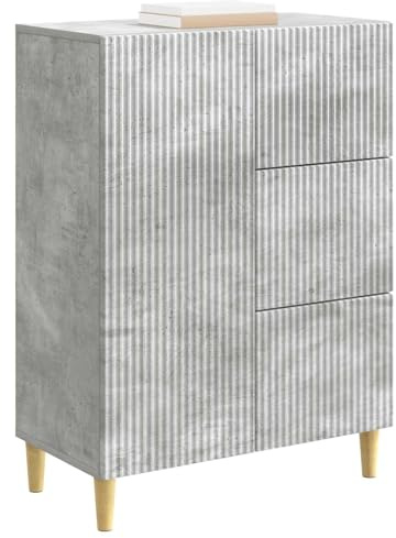 vidaXL Sideboard Betongrau 66 x 34,5 x 90 cm Holzwerkstoff, Wohnzimmer, Vintage Sideboard, modernes Aufbewahrungsgestell, rechteckiger Holzschrank für stylische Organisation