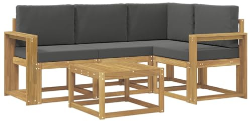 vidaXL Outdoor-Sofagarnitur mit Kissen 5 pcs Weiß und Anthrazit, Gartenmöbel, modernes Loungesofa, Eckset für die Terrasse, Robustes Sitzmöbel für drinnen und draußen