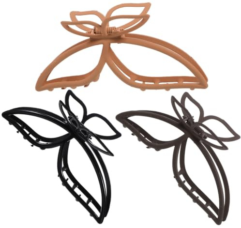 UPKOCH 3 Stück Großer Haarklammer aus Kunststoff mit Mattem Finish und Starkem Halt Eleganter Schmetterlings Shark Clip für Damen bei Sport und Party