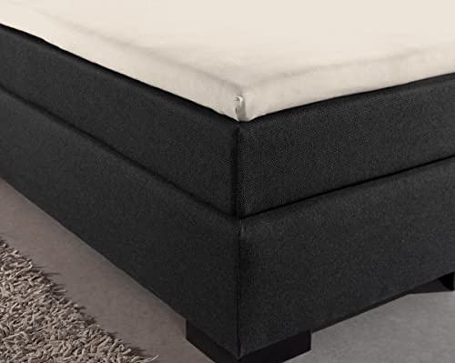 Sleeptime Spannbettlaken Topper Boxspringbett - 100% Baumwolle - Bettlaken fur Topper bis 10cm - Feuchtigkeit absorbierend und temperaturausgleichend - Natur - 90 x 220 cm