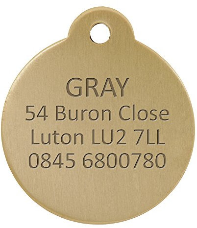BWM Solid Brass Pet ID Tag – Personalized & Laser Engraved Dog Tag for Pets – Durable Cat & Dog Name Tag with Strong Split Ring – Round, Large