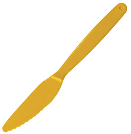 Olympia Kristallon Plastic Knife Yellow (12 Pack) - Reusable Cutlery for Schools, Nursing Homes DL115